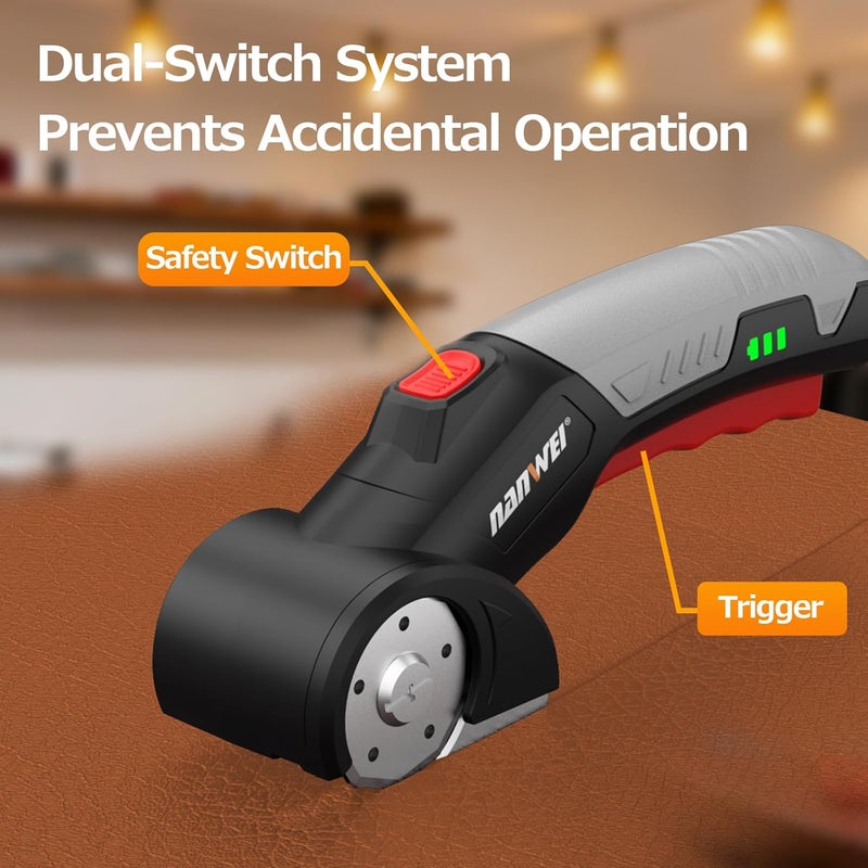 NANWEI Electric Scissors Cordless, Type-C Rechargeable Cardboard Cutter with 2 Blades,4.2V High‑torque Motor,for Thin Cardboard Fabric Carpet Leather - Image 4